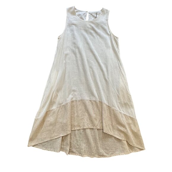 Label Of Love High-Low Hem Linen/Rayon Swing Tank Dress M Beige NEW - Picture 1 of 8